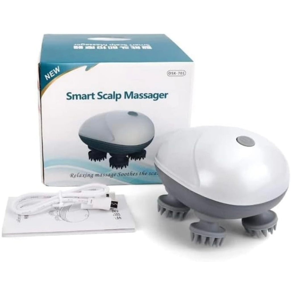 Head & Scalp Massager for Hair Growth – 360° Rotation, Detachable Heads, and Kneading Massage Therapy