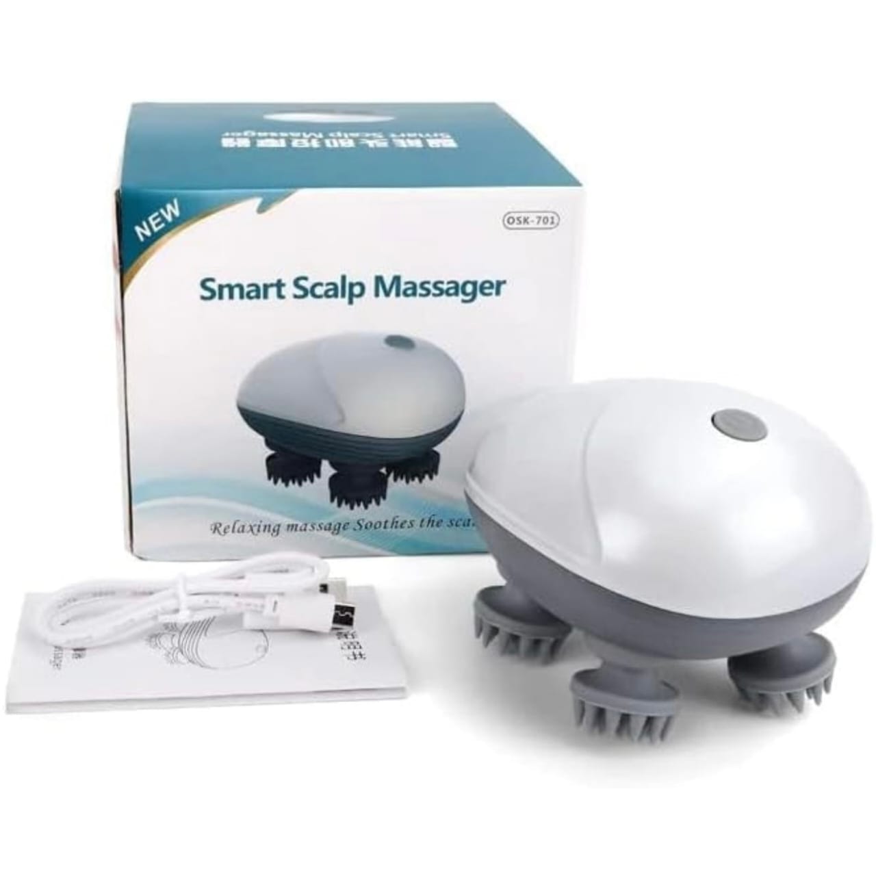 Head & Scalp Massager for Hair Growth – 360° Rotation, Detachable Heads, and Kneading Massage Therapy