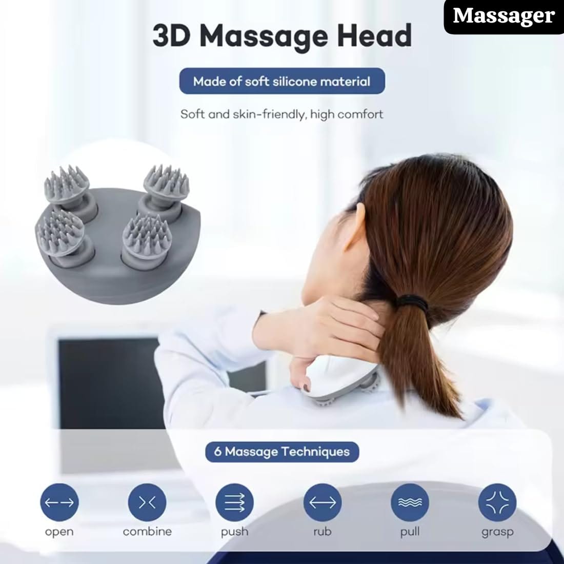 Head & Scalp Massager for Hair Growth – 360° Rotation, Detachable Heads, and Kneading Massage Therapy