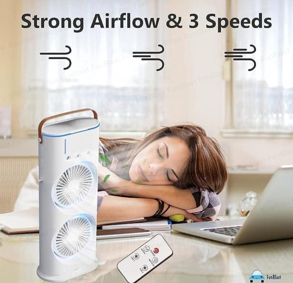 Portable Double-Ended Spray Fan – Cool, Quiet & Energy-Efficient Air Circulator with Water/Ice Chamber