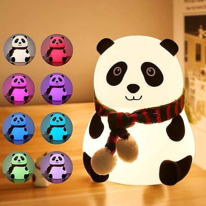 Panda Night Lamp Silicone material with 7 Colour Changing Light For Kids Bedroom, Usb Rechargeable, Birthday Gift For Girls And Boys