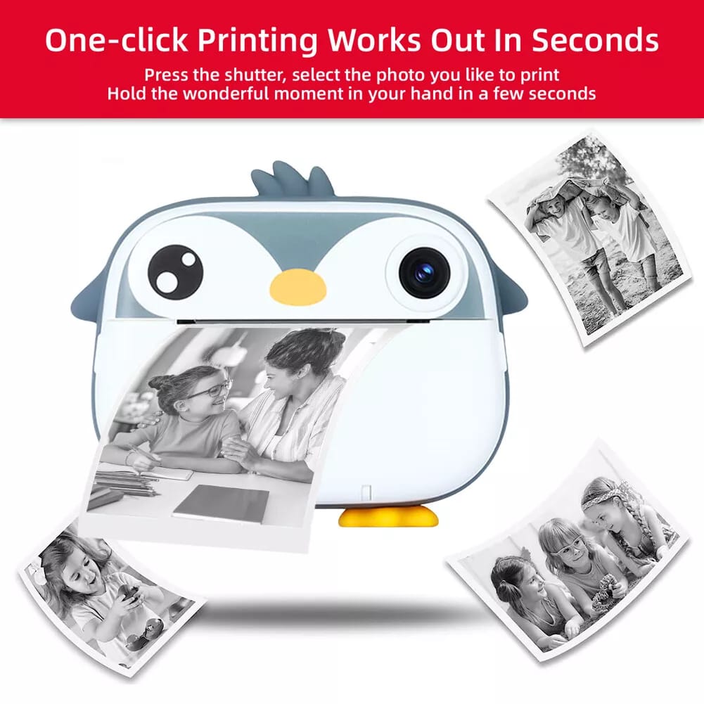Kids Instant Print Camera – Dual HD Lens, 2.4” Display, Filters & Frames, Thermal Printing & Rechargeable Battery