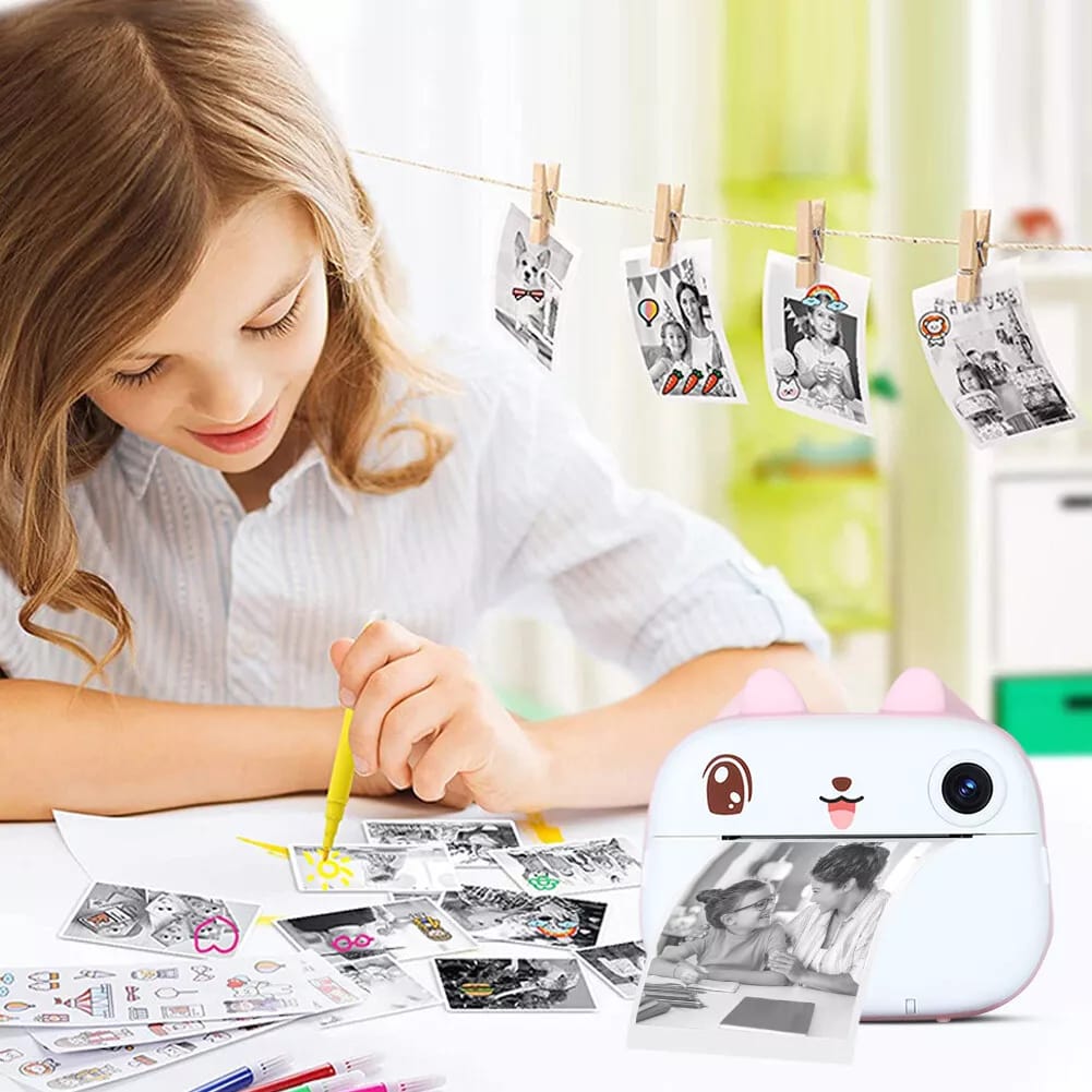 Kids Instant Print Camera – Dual HD Lens, 2.4” Display, Filters & Frames, Thermal Printing & Rechargeable Battery