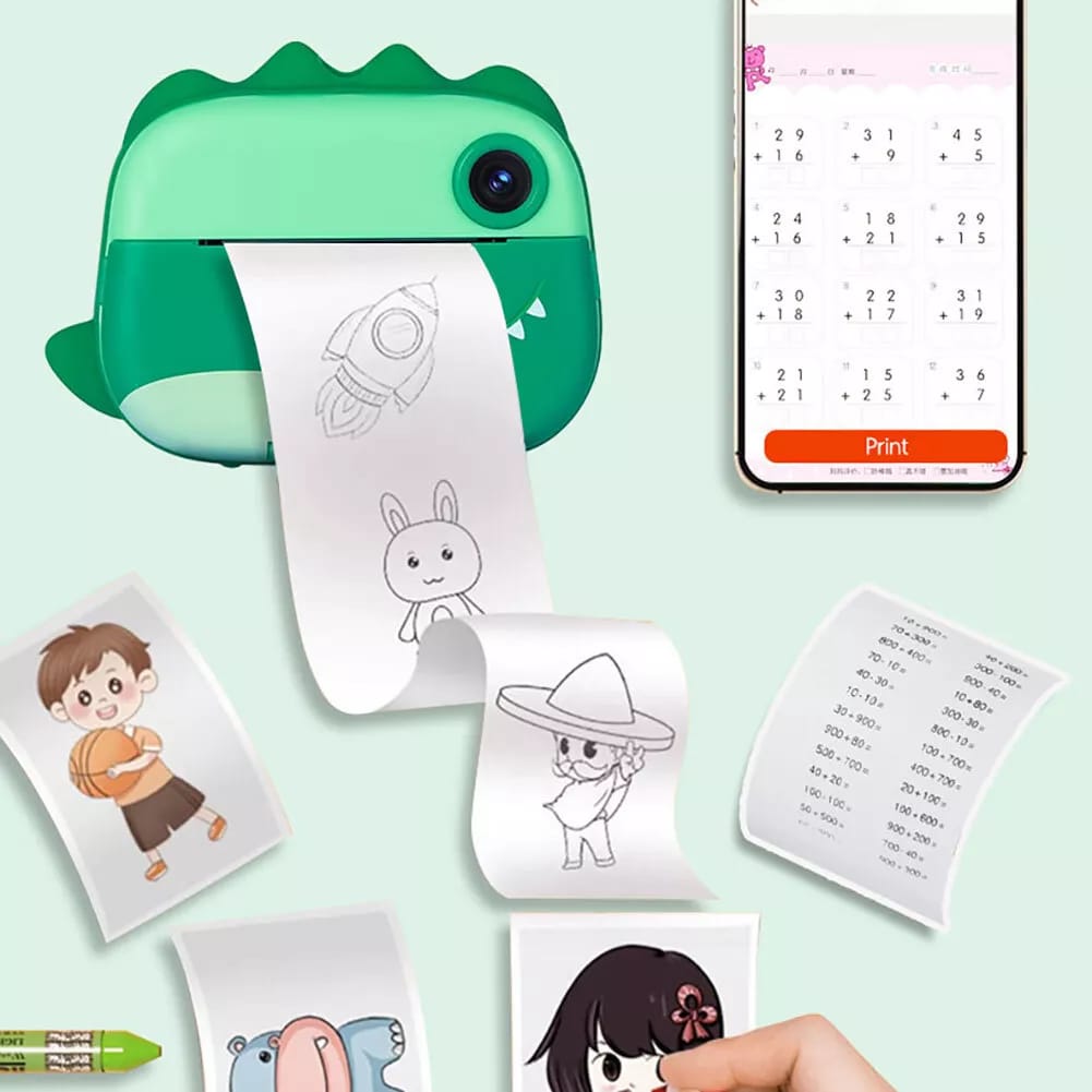 Kids Instant Print Camera – Dual HD Lens, 2.4” Display, Filters & Frames, Thermal Printing & Rechargeable Battery