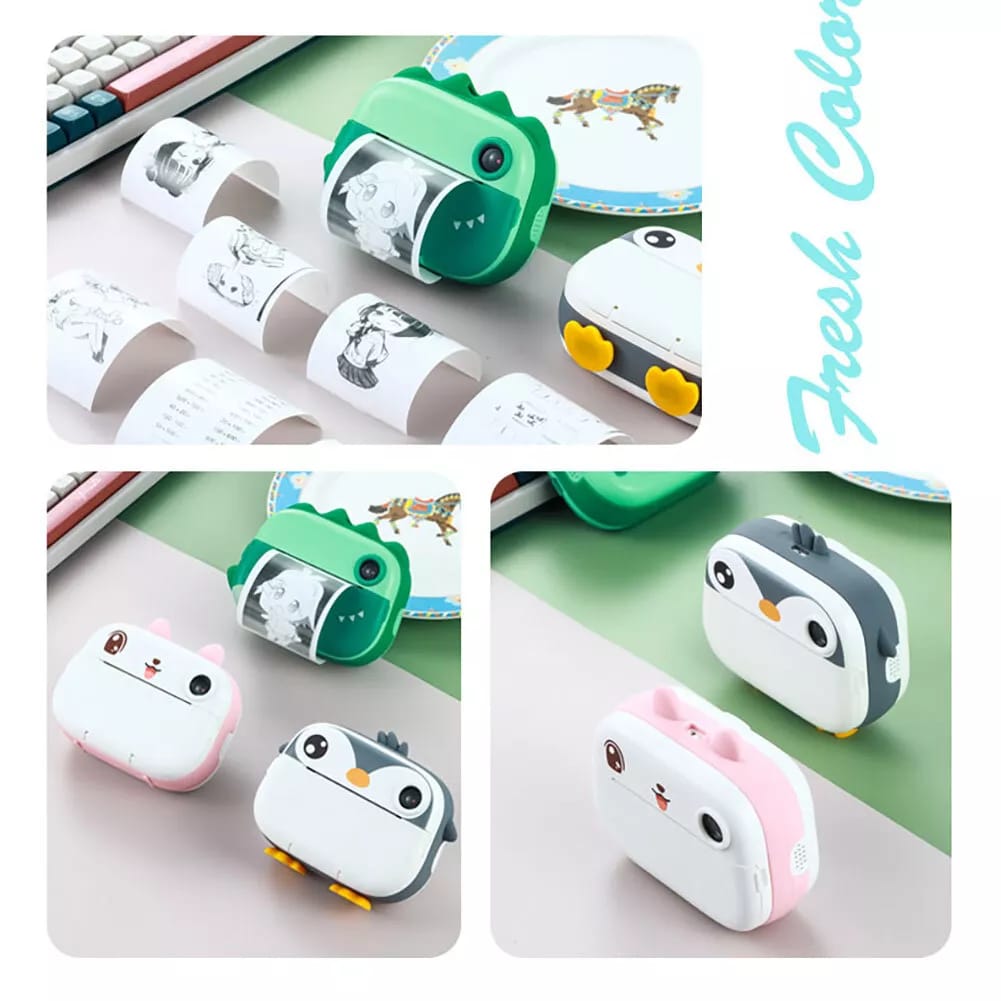 Kids Instant Print Camera – Dual HD Lens, 2.4” Display, Filters & Frames, Thermal Printing & Rechargeable Battery
