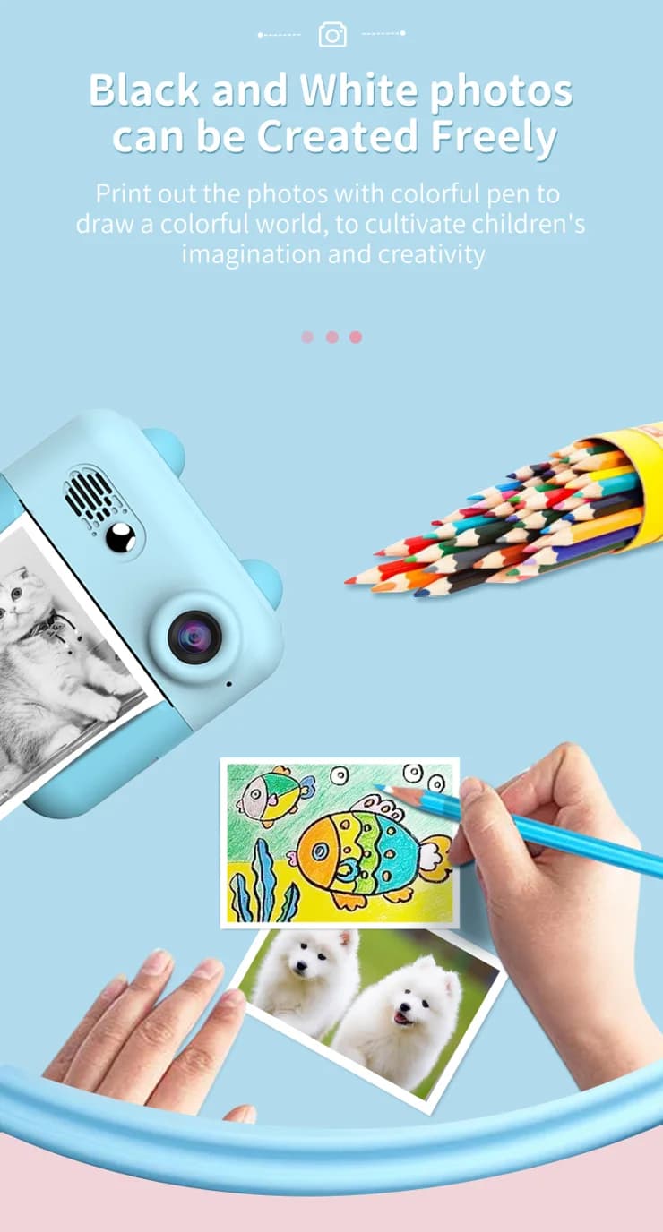 📸 2.4-Inch Kids Instant Print Camera – DIY Creative Fun with High-Definition Photography