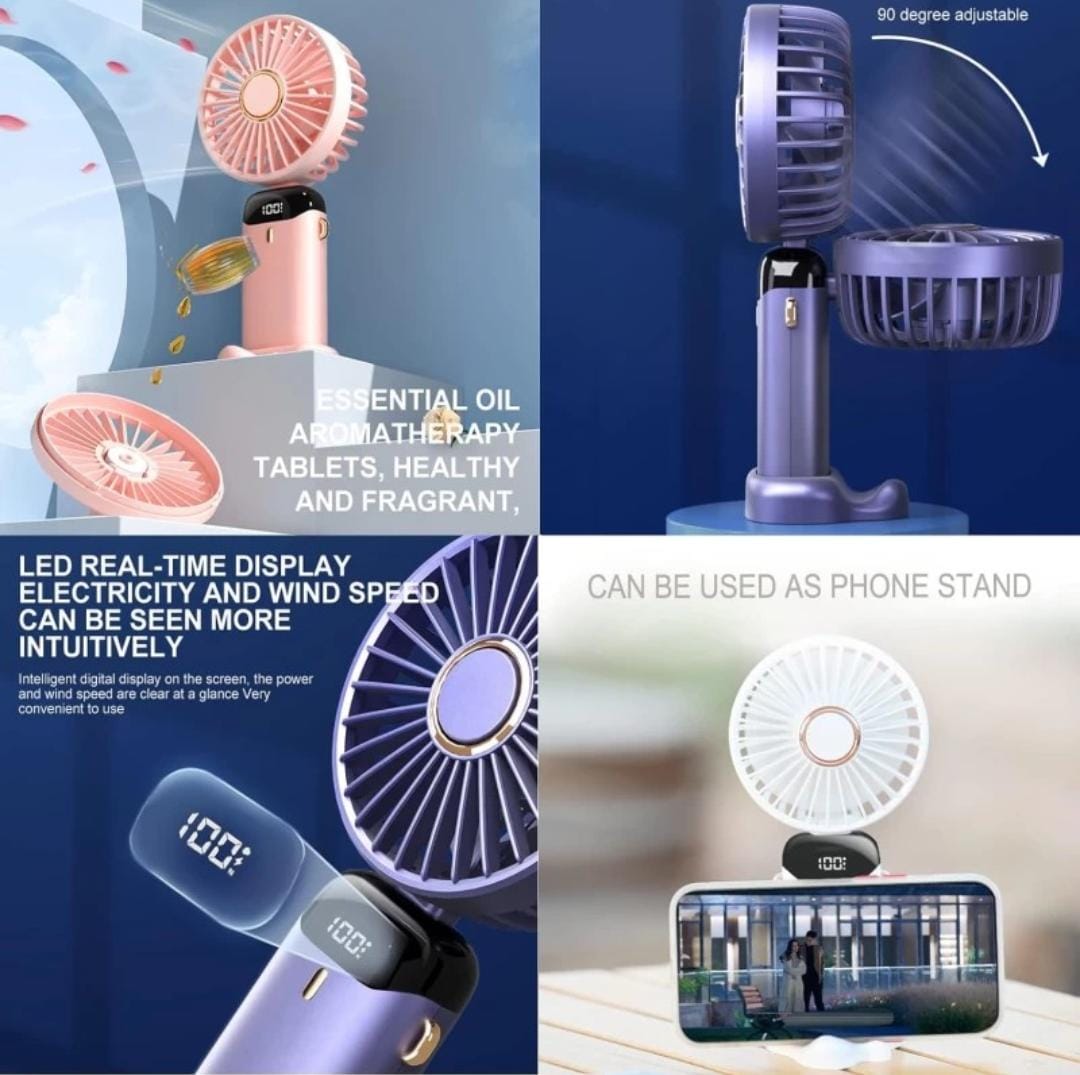 Mini USB Rechargeable Fan, Small Personal Pocket Fan 5 Speeds, Foldable Desk Fan Foldable Personal Portable Desk Table Cooling Fan Rechargeable_2025 USB Fan, Rechargeable Fan, USB Air Freshener(Multicolor)