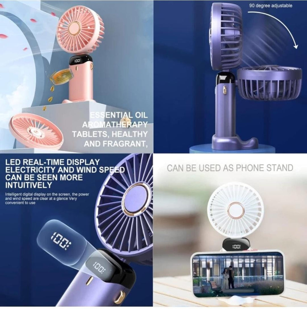 Mini USB Rechargeable Fan, Small Personal Pocket Fan 5 Speeds, Foldable Desk Fan Foldable Personal Portable Desk Table Cooling Fan Rechargeable_2025 USB Fan, Rechargeable Fan, USB Air Freshener(Multicolor)