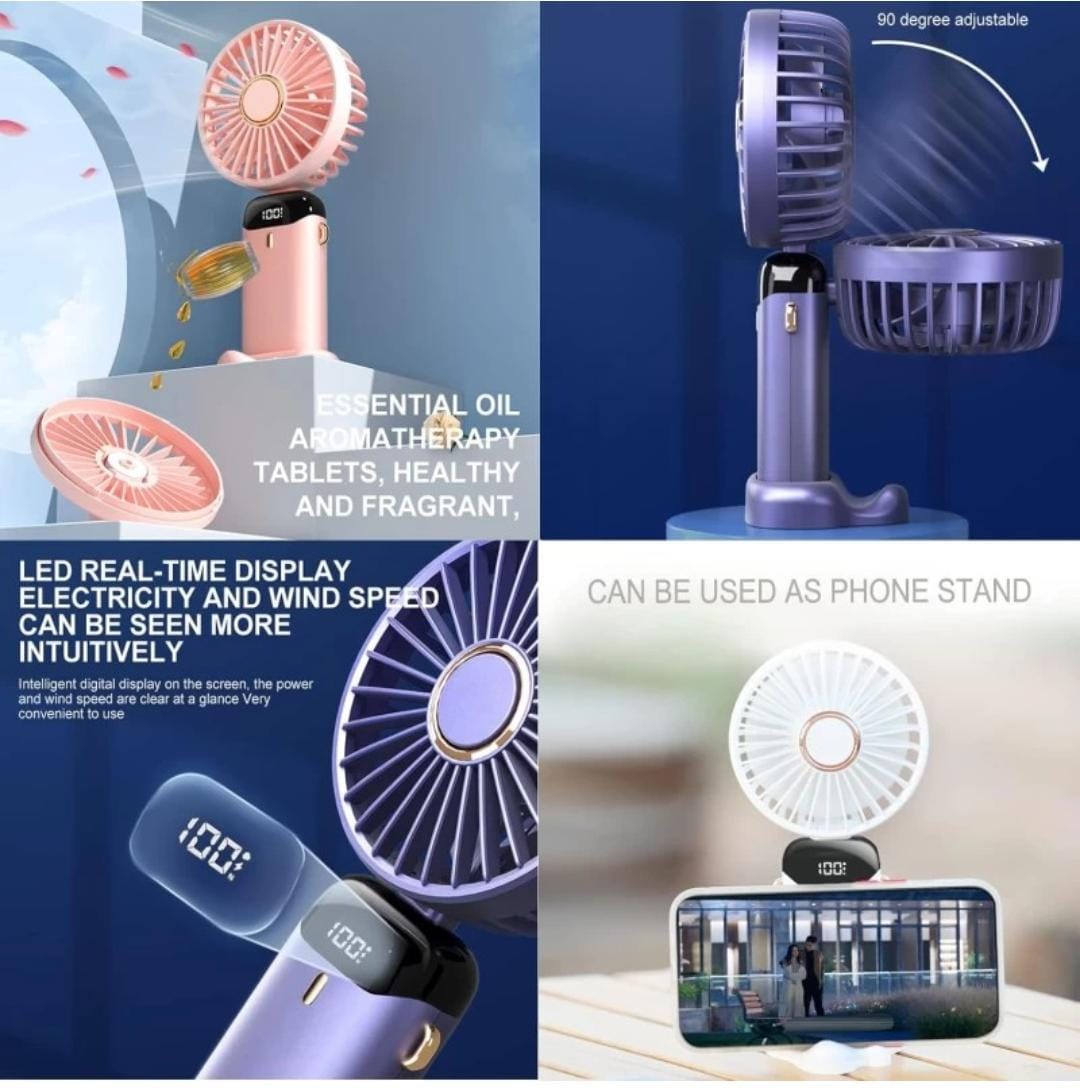 Mini USB Rechargeable Fan, Small Personal Pocket Fan 5 Speeds, Foldable Desk Fan Foldable Personal Portable Desk Table Cooling Fan Rechargeable_2025 USB Fan, Rechargeable Fan, USB Air Freshener(Multicolor)