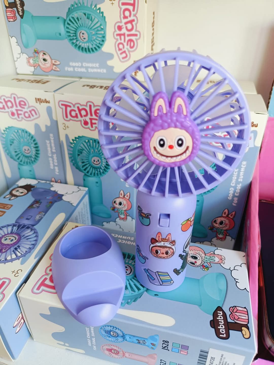Mini Portable Hand Fan - USB Rechargeable Fan with Base for Travel ,  Office , Kitchen, Face Makeup and Outdoor Use - for Women and Men