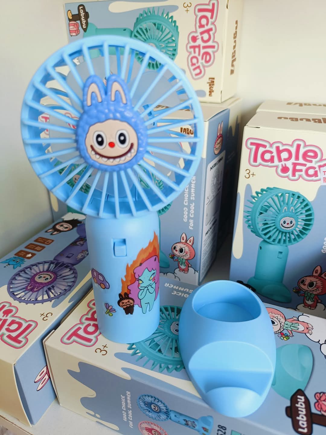 Mini Portable Hand Fan - USB Rechargeable Fan with Base for Travel ,  Office , Kitchen, Face Makeup and Outdoor Use - for Women and Men