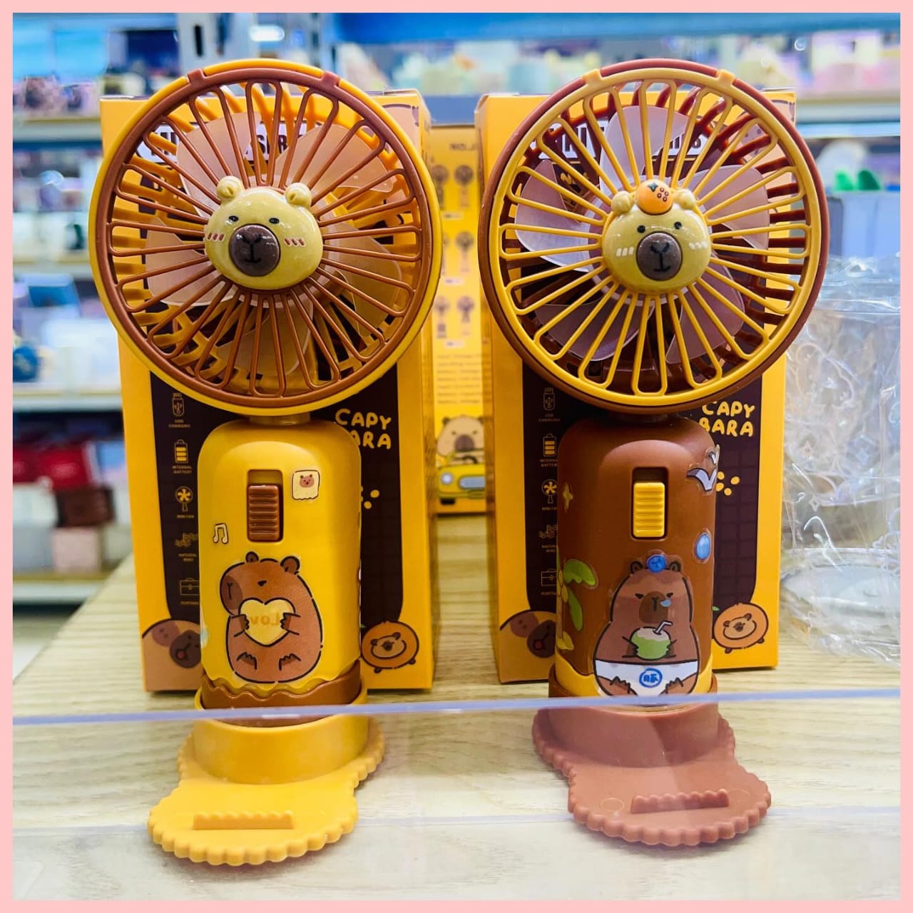 Cute Cartoon Mini Fan Handheld & Desktop USB Rechargeable Cooling Fan