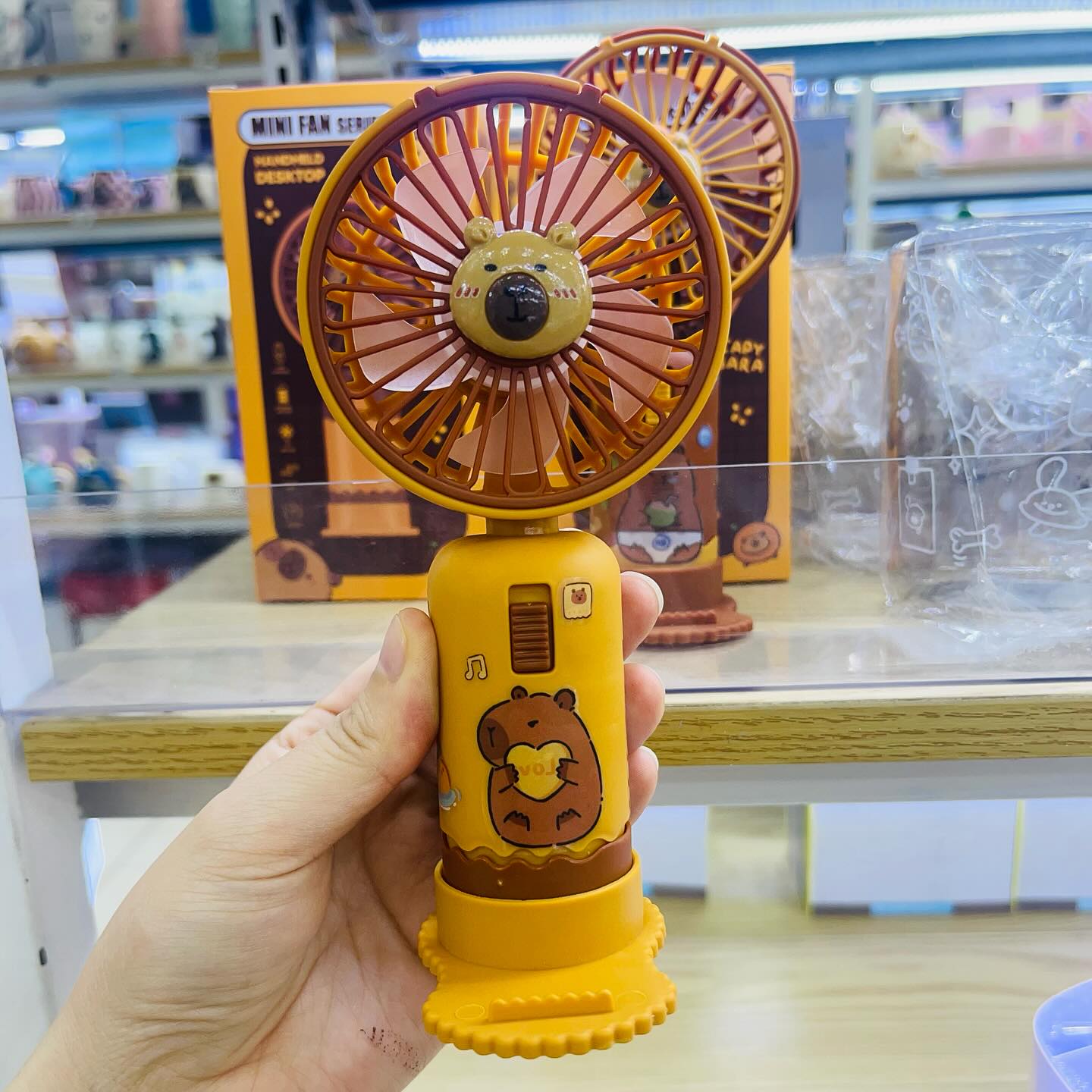 Cute Cartoon Mini Fan Handheld & Desktop USB Rechargeable Cooling Fan