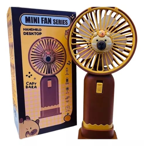 Cute Cartoon Mini Fan Handheld & Desktop USB Rechargeable Cooling Fan