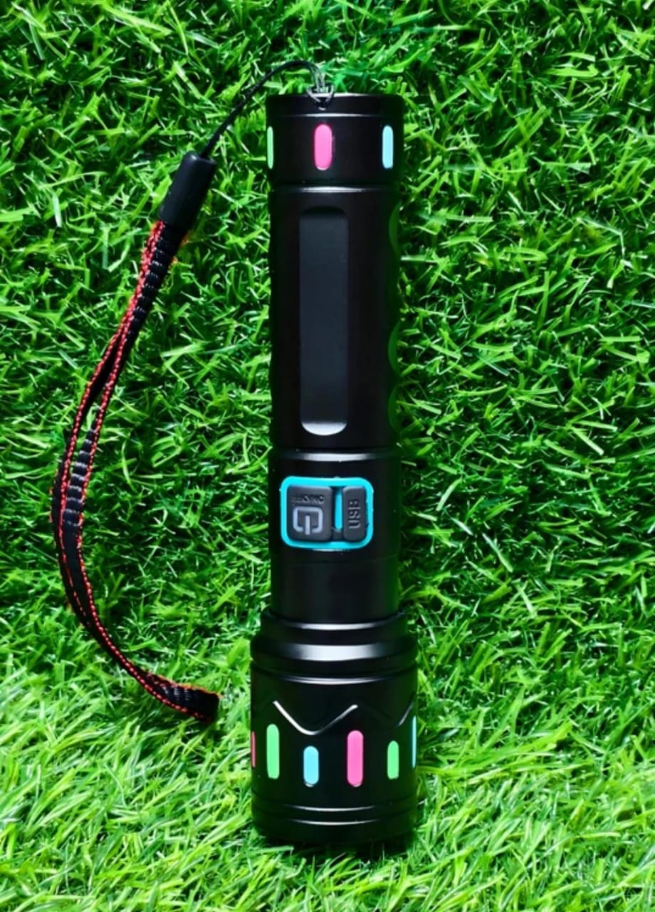 M036-METAL ZOOMABLE LED TORCH-3 Modes Flashlight, Super Bright 80W LED Light Torch (14 cm, Rechargeable)