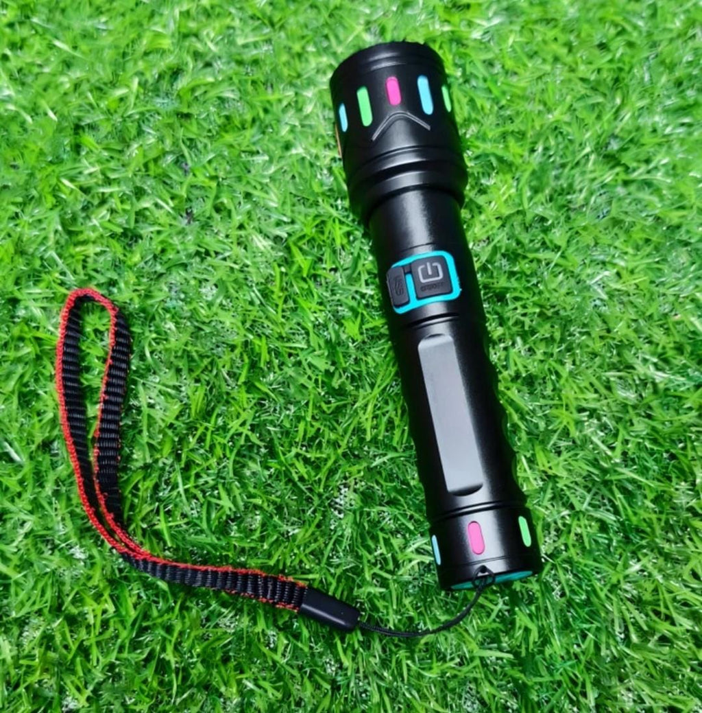 M036-METAL ZOOMABLE LED TORCH-3 Modes Flashlight, Super Bright 80W LED Light Torch (14 cm, Rechargeable)