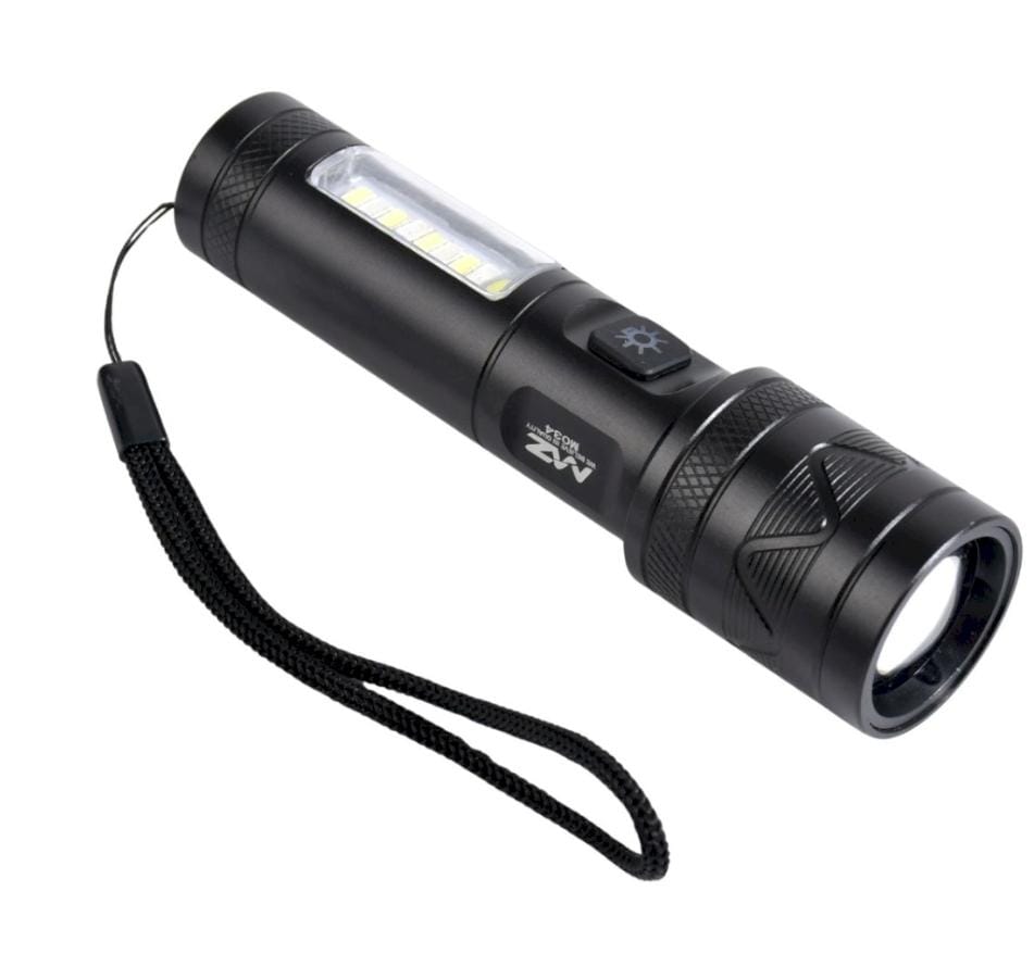 MZ M034 (RECHARGEABLE LED METAL TORCH) Zoomable with 3 Modes Flashlight, Super Bright 80W LED Light with 1200mAh Battery