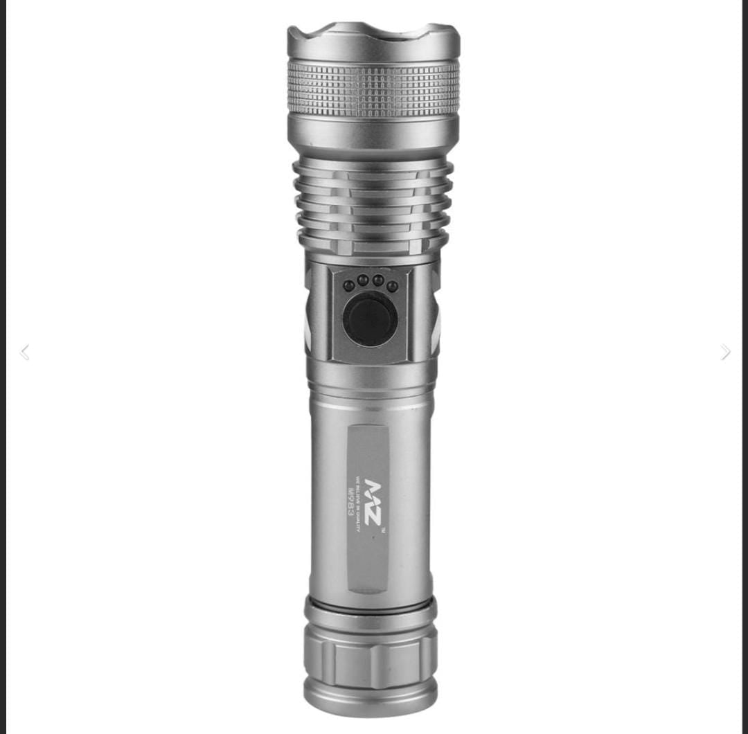 MZ M983 (RECHARGEABLE LED METAL TORCH) Zoomable 5 Modes Flashlight, Super Bright 100W Light with 1200mAh Battery