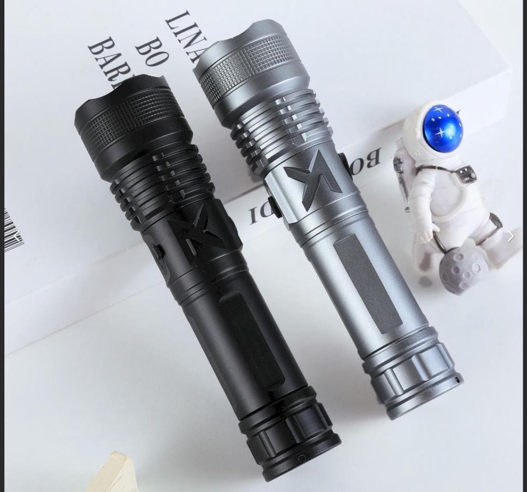 MZ M983 (RECHARGEABLE LED METAL TORCH) Zoomable 5 Modes Flashlight, Super Bright 100W Light with 1200mAh Battery