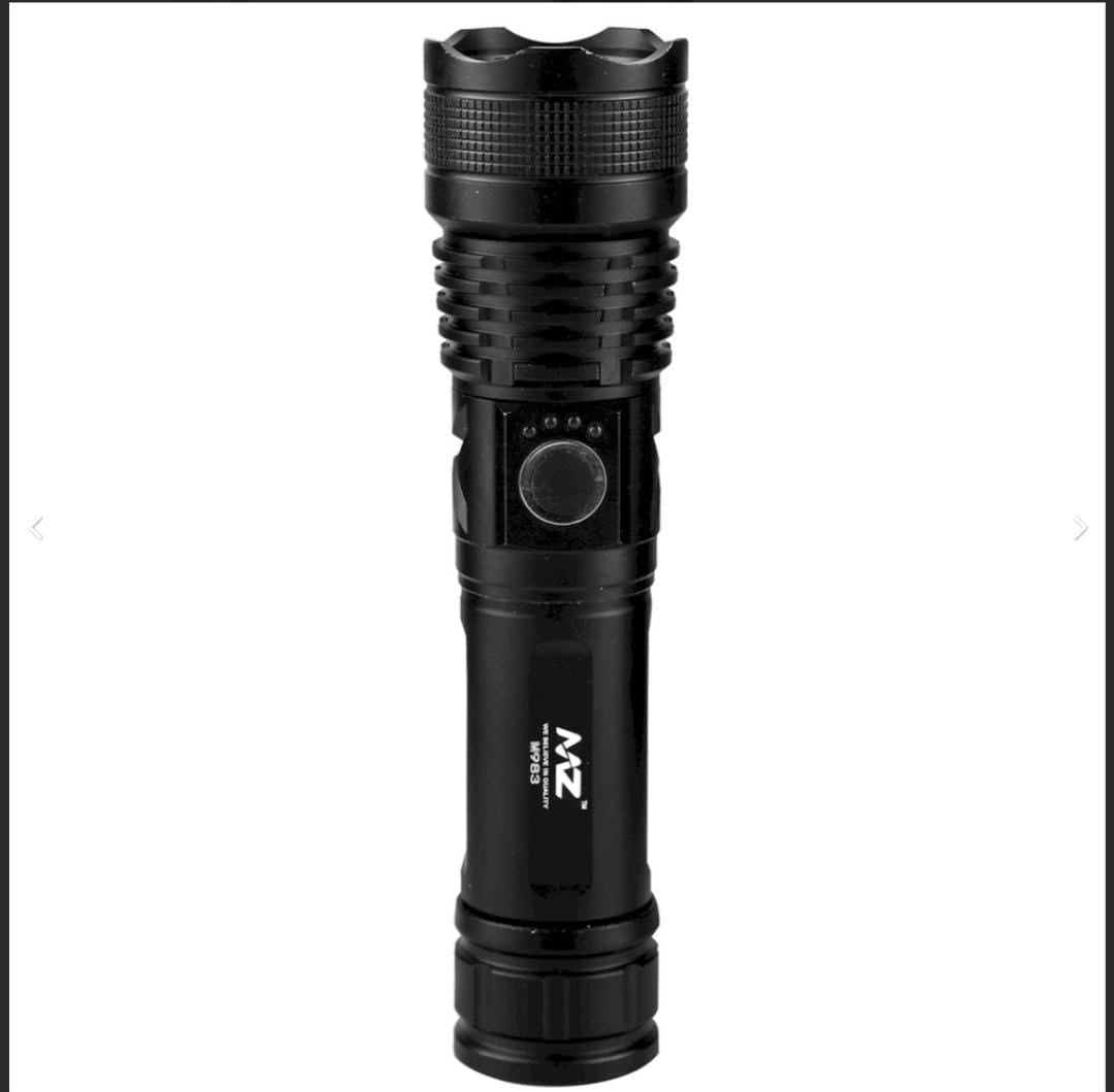 MZ M983 (RECHARGEABLE LED METAL TORCH) Zoomable 5 Modes Flashlight, Super Bright 100W Light with 1200mAh Battery