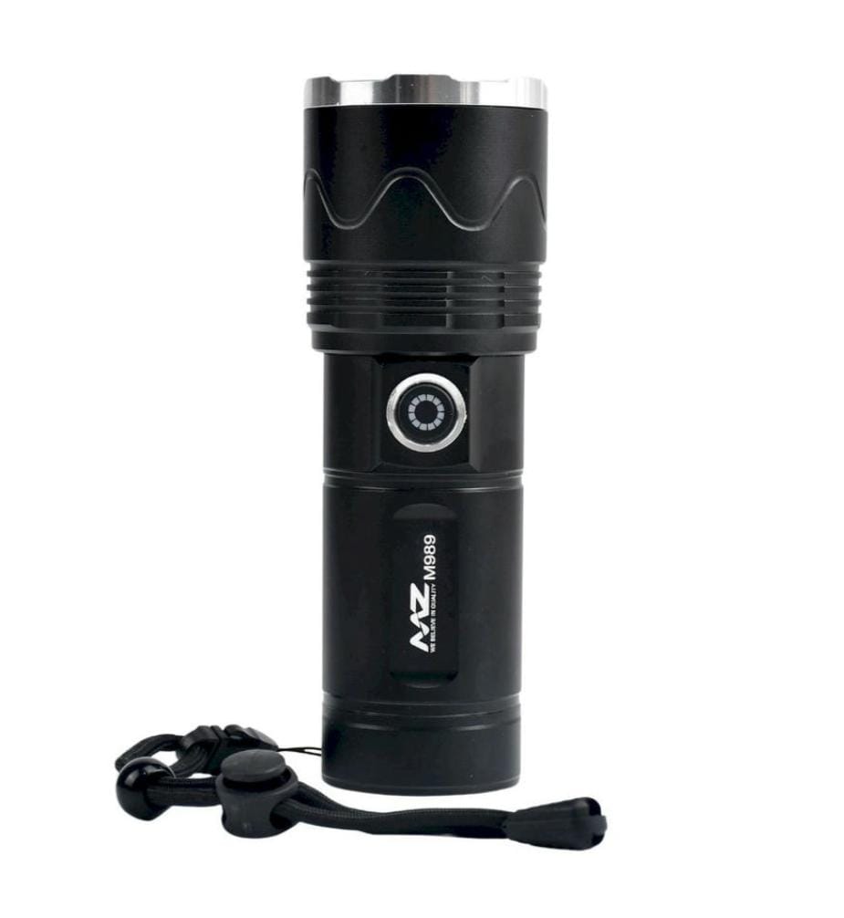 M989 (RECHARGEABLE LED METAL TORCH) Zoomable 3 Modes Flashlight, Super Bright 120W Light with 5500mAh Battery