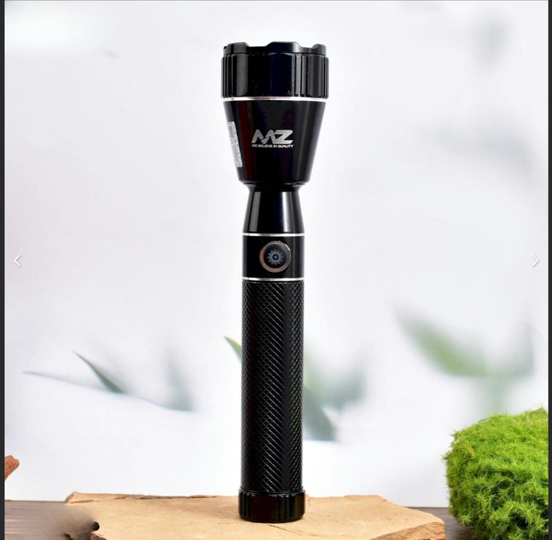 M298 (RECHARGEABLE LED METAL TORCH) Zoomable Super Bright 150W with 1500mAh Battery & 3 Modes Flashlight