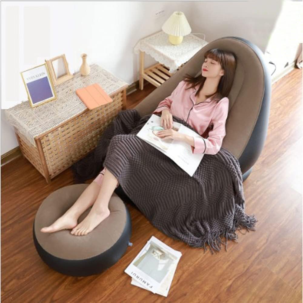 Inflatable Lounge Chair for Adults, Foldable Air Couch Sofa with Push Pump, Inflatable Lazy Sofa for Gaming Bedroom Indoor Outdoor