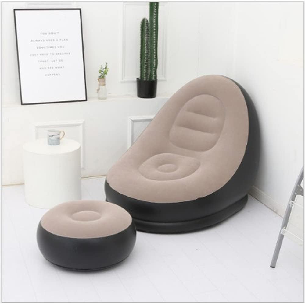 Inflatable Lounge Chair for Adults, Foldable Air Couch Sofa with Push Pump, Inflatable Lazy Sofa for Gaming Bedroom Indoor Outdoor