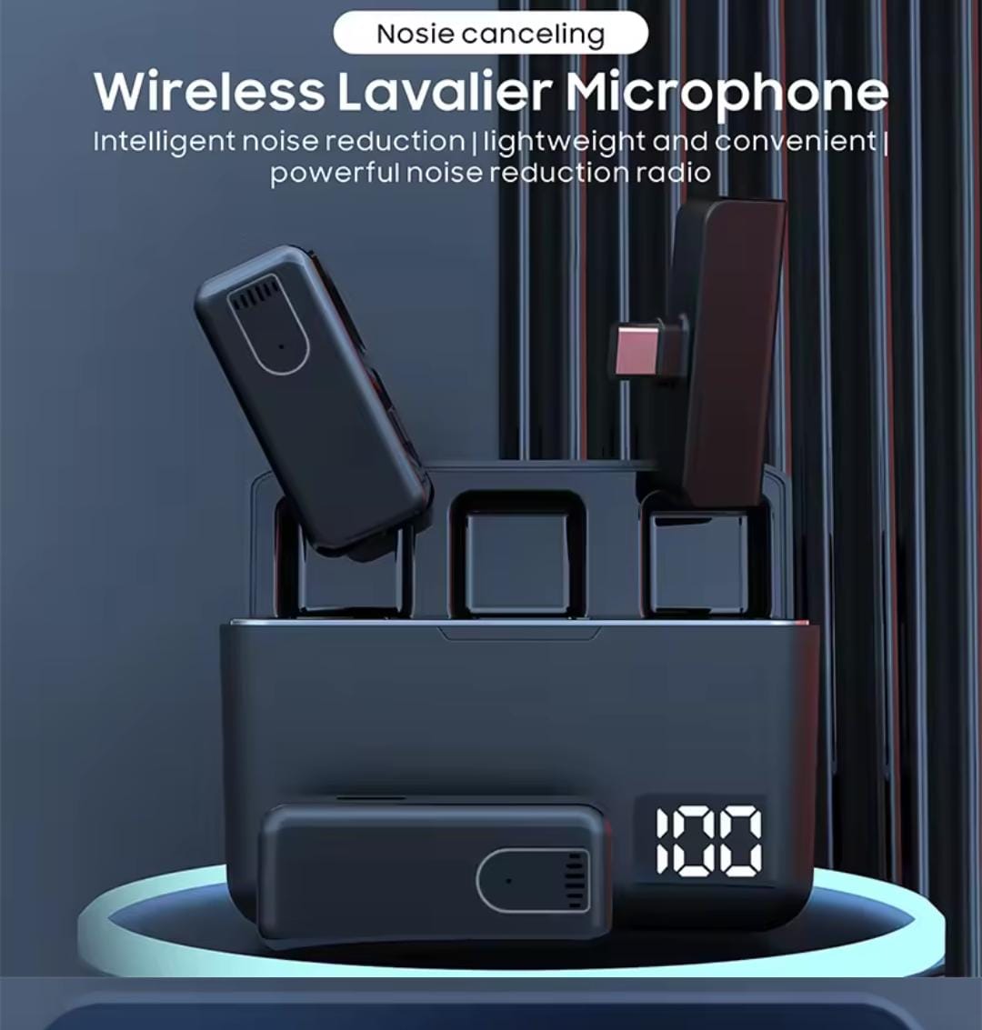 Wireless Microphone With Charging Case Podcast Recording Microphone Wireless Mic for Mobile Phone