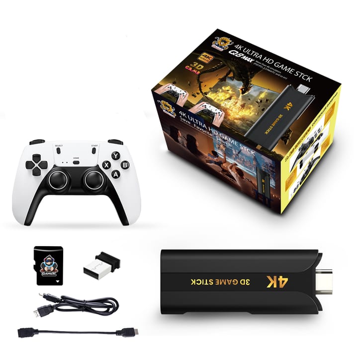 2025 New Wireless Console Retro for TV- 4K Ultra HD Video Gaming Console Retro Game Stick Built-in 30000+ Classic Games Dual-Player Setup, 2.4G Wireless Game Stick