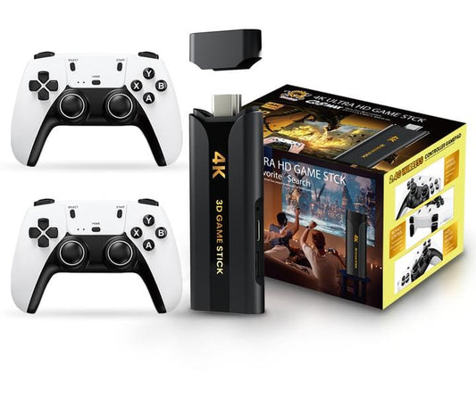 2025 New Wireless Console Retro for TV- 4K Ultra HD Video Gaming Console Retro Game Stick Built-in 30000+ Classic Games Dual-Player Setup, 2.4G Wireless Game Stick
