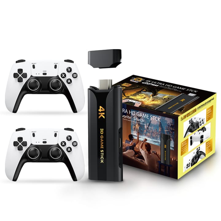 2025 New Wireless Console Retro for TV- 4K Ultra HD Video Gaming Console Retro Game Stick Built-in 30000+ Classic Games Dual-Player Setup, 2.4G Wireless Game Stick