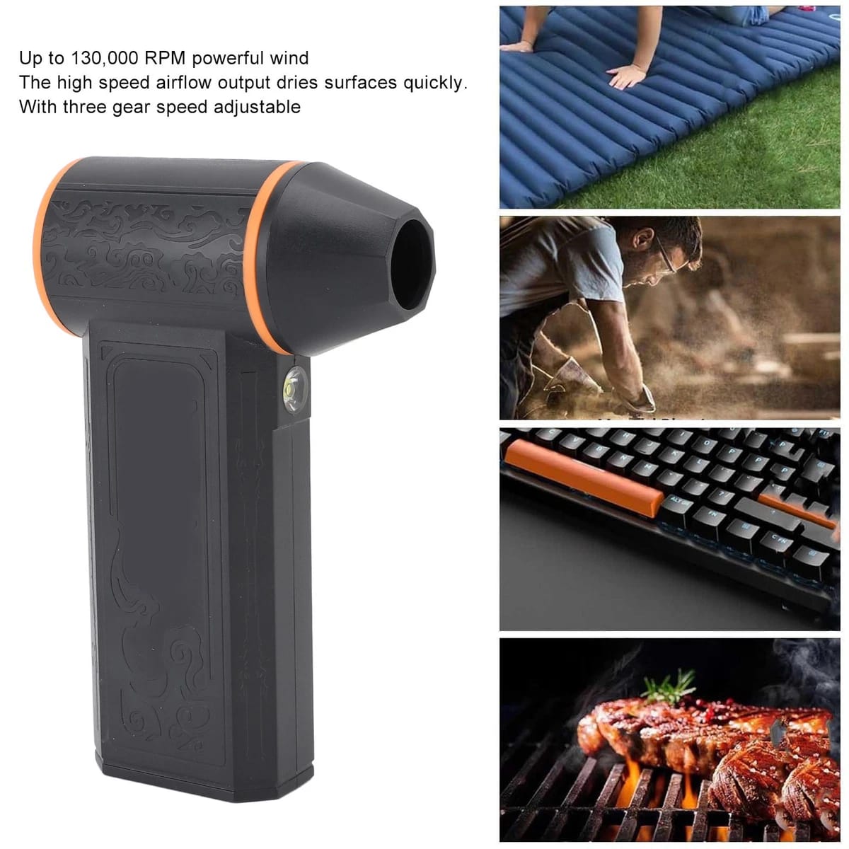 130000 RPM Cordless Electric Air Duster | Magnetic Nozzle, Type-C Fast Charging, Multi-Speed Jet Blower for Electronics, Car, Home & Office Cleaning