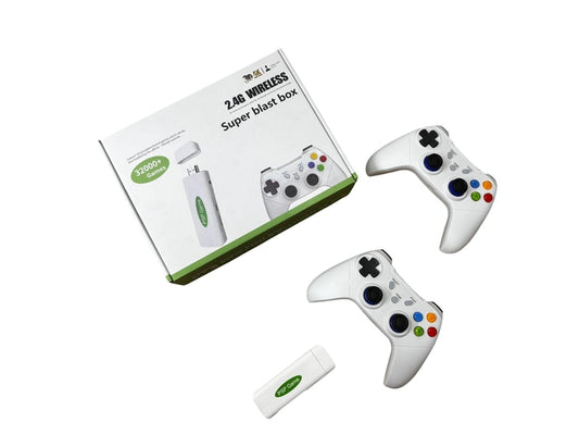 Super Blast Box Retro Game Console | 32,000+ Games | Dual Wireless Controllers | 4K HDMI Plug & Play | 43 Emulators | TV & Projector Compatible