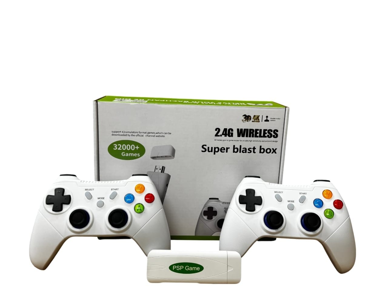Super Blast Box Retro Game Console | 32,000+ Games | Dual Wireless Controllers | 4K HDMI Plug & Play | 43 Emulators | TV & Projector Compatible