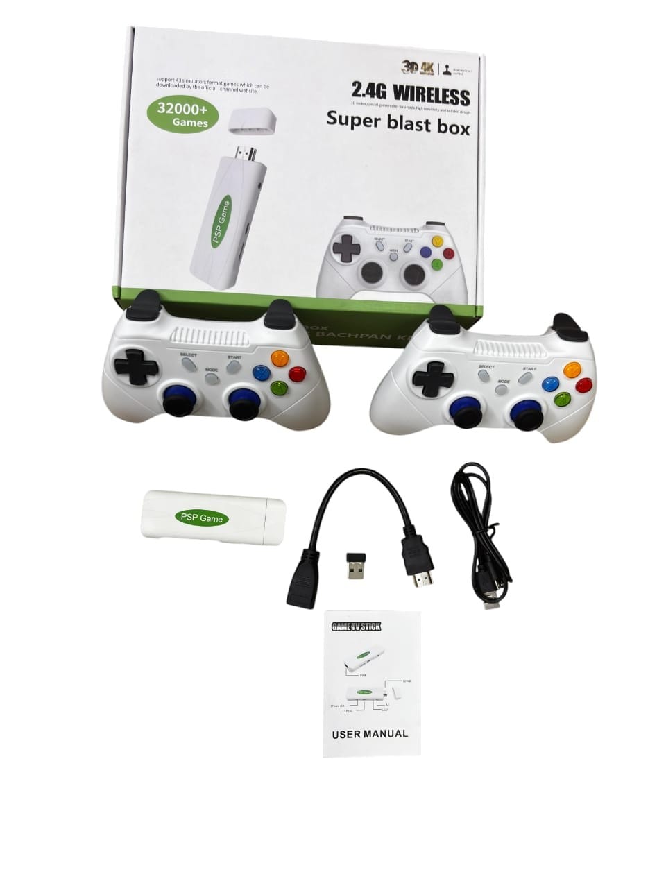 Super Blast Box Retro Game Console | 32,000+ Games | Dual Wireless Controllers | 4K HDMI Plug & Play | 43 Emulators | TV & Projector Compatible