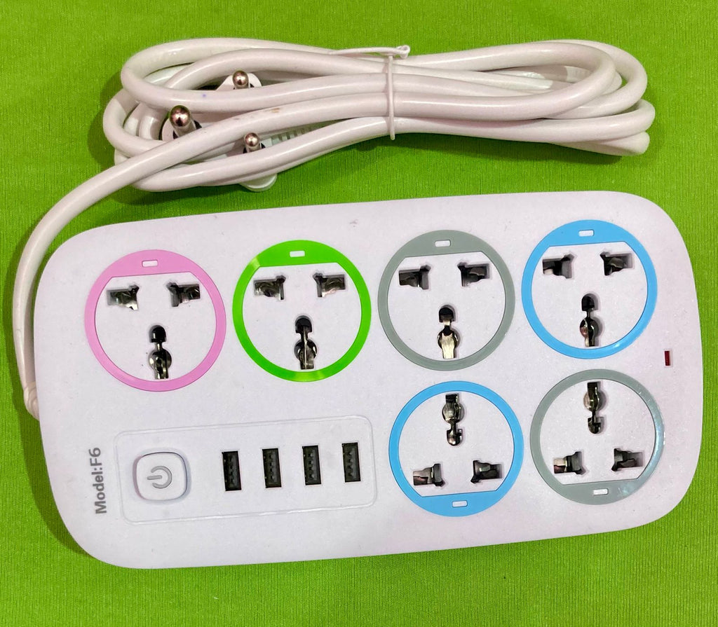 Extension Board/Cords with 4 USB port With 6 Socket for Multiple Devices 2500W 6 Socket Extension Boards