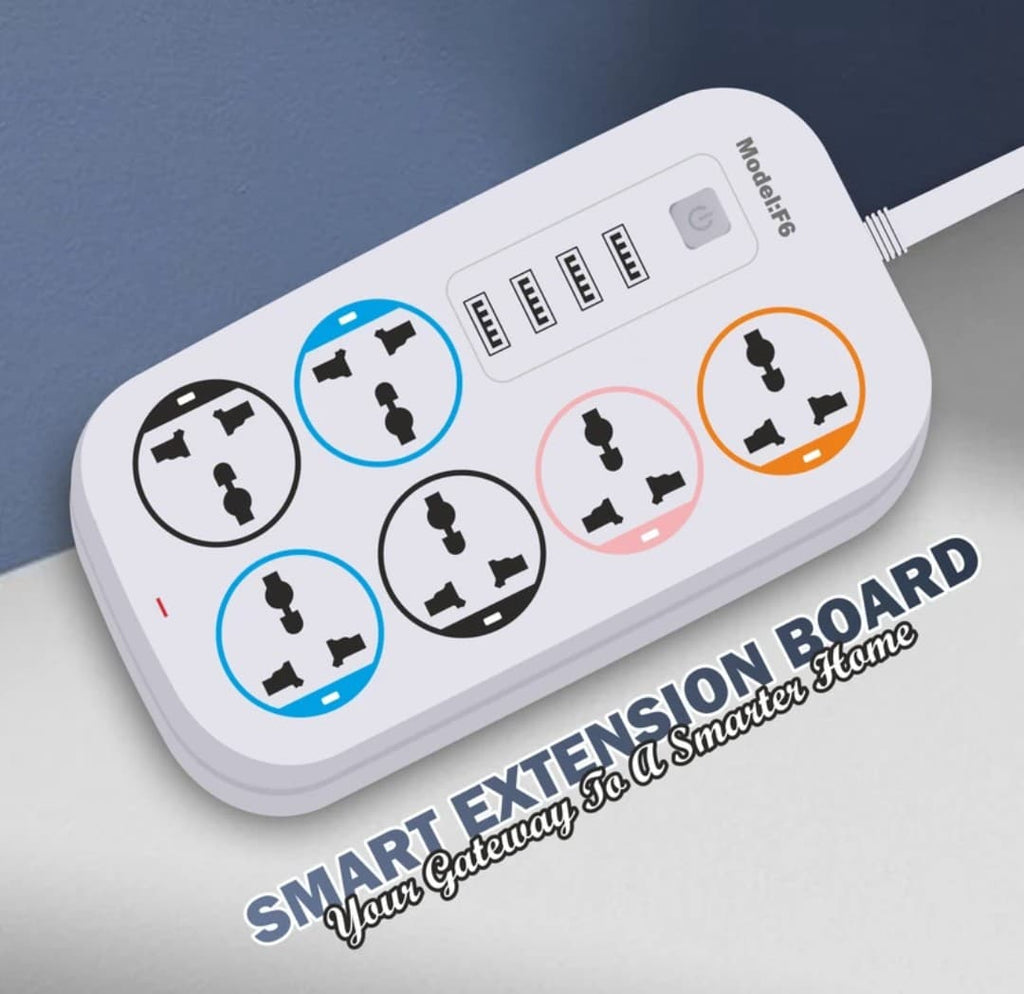 Extension Board/Cords with 4 USB port With 6 Socket for Multiple Devices 2500W 6 Socket Extension Boards