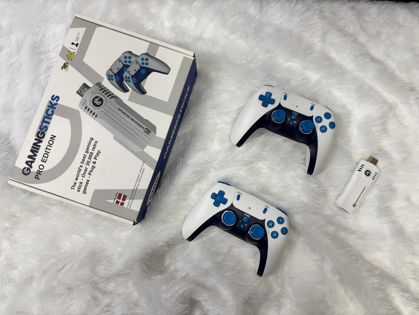 GamingSticks Pro Edition 4K Wireless Game Console with 2 Controllers  | 40000+ Built-in Retro Games | HDMI Plug & Play Stick | Supports 35+ Emulators | Classic TV Gaming for Kids & Adults