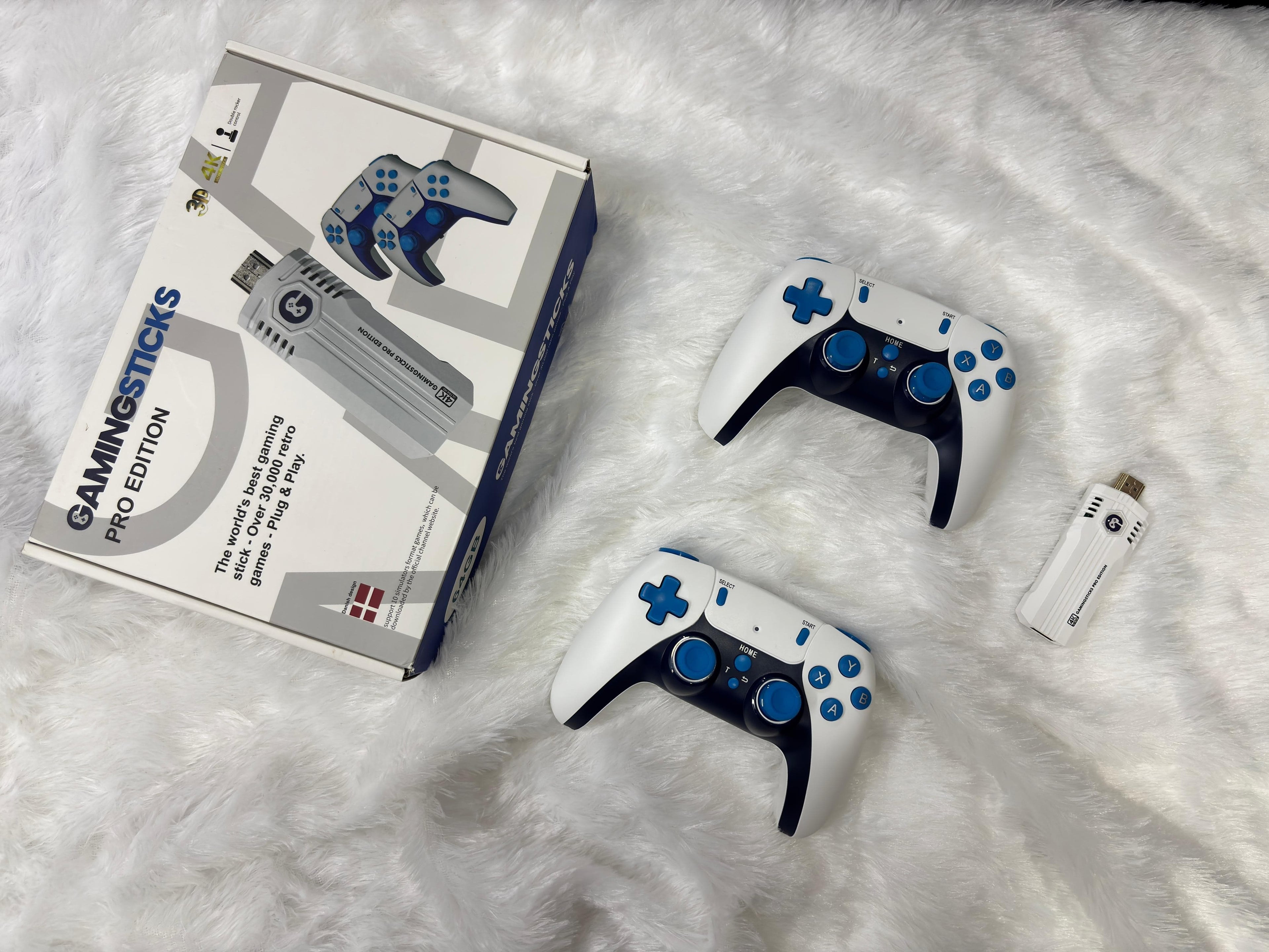 GamingSticks Pro Edition 4K Wireless Game Console with 2 Controllers  | 40000+ Built-in Retro Games | HDMI Plug & Play Stick | Supports 35+ Emulators | Classic TV Gaming for Kids & Adults