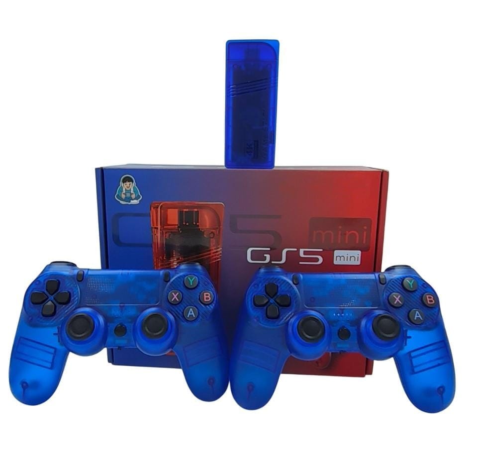 GS5 MINI Wireless Video Game Console-Plug & Play 4K HD Output with 53 Emulators & 30,000+ Games-Game Stick for PC/TV/Projector-Exclusive Edition-Dual Controllers Included (64gb)