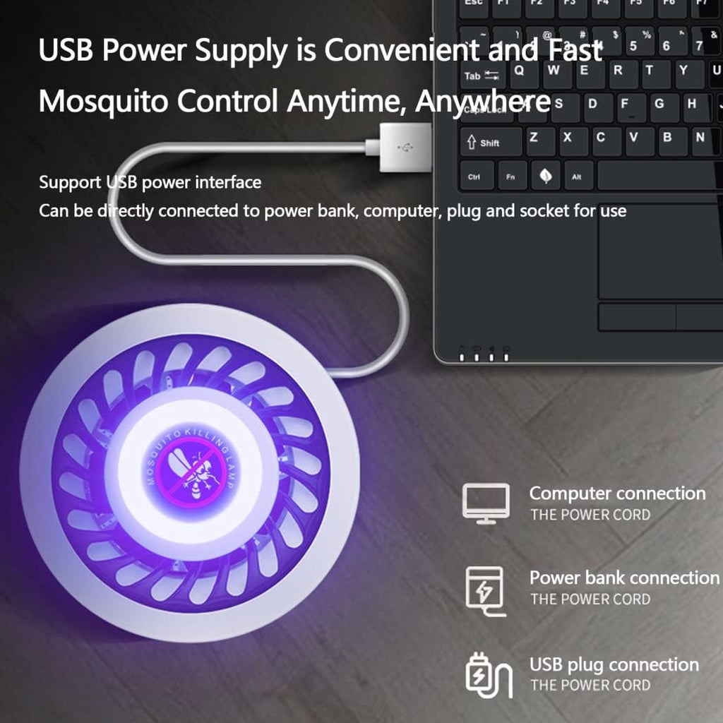 Electric Fly Trap Mosquito Killer Lamp – USB Powered, Silent & Safe UV Insect Catcher for Home & Outdoor Use
