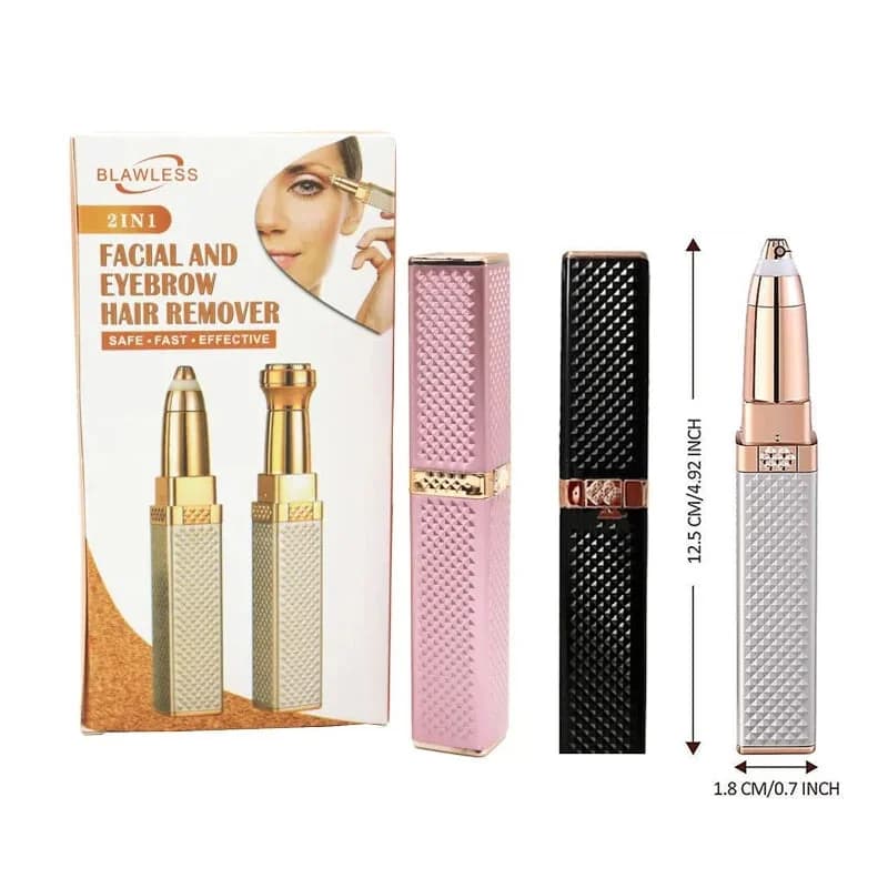 2-in-1 Rechargeable Eyebrow & Facial Hair Remover – Flawless Trimmer for Women | Upper Lip, Nose & Body Precision Tool