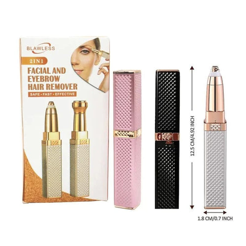 2-in-1 Rechargeable Eyebrow & Facial Hair Remover – Flawless Trimmer for Women | Upper Lip, Nose & Body Precision Tool