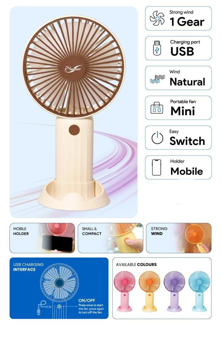 Mini Handheld Fan, Lightweight Hand Fan for Women Cute Design Strong Wind Portable Fan, USB Rechargeable Fan Personal Fan for Indoor Outdoor Travel Makeup