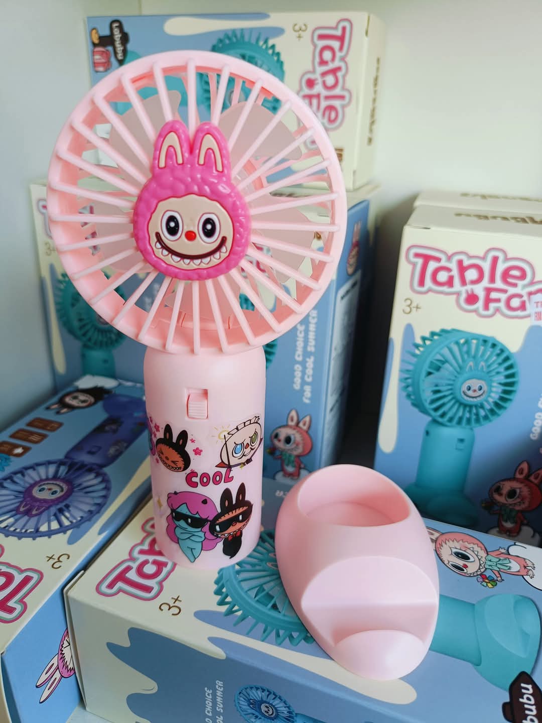 Mini Portable Hand Fan - USB Rechargeable Fan with Base for Travel ,  Office , Kitchen, Face Makeup and Outdoor Use - for Women and Men