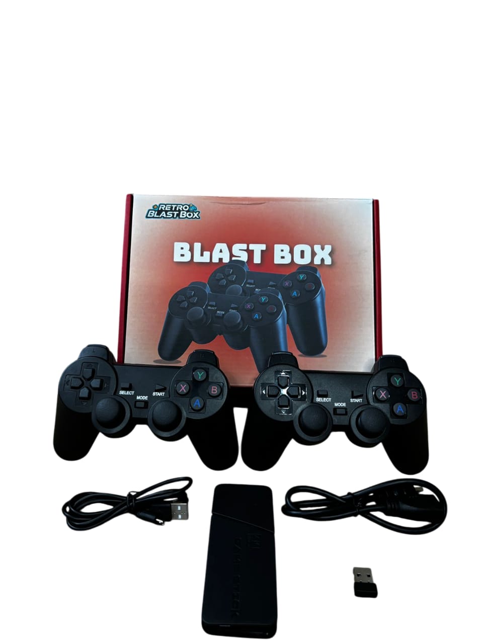 Retro Blast Box |4K Ultra HD |Plug & Play Wireless TV Video Game System | 28,000+ Games | 9 Emulators | Dual-Player Setup | 2.4G Wireless Game Stick