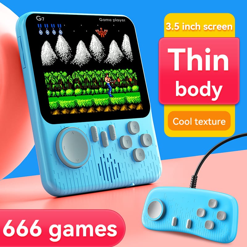 G7 Retro Handheld Gaming Console - 666 Classic Games in 1 | 3.5'' Big Screen | TV Output & External Remote for 2-Player Mode | Portable Gaming Console ( Random Color)
