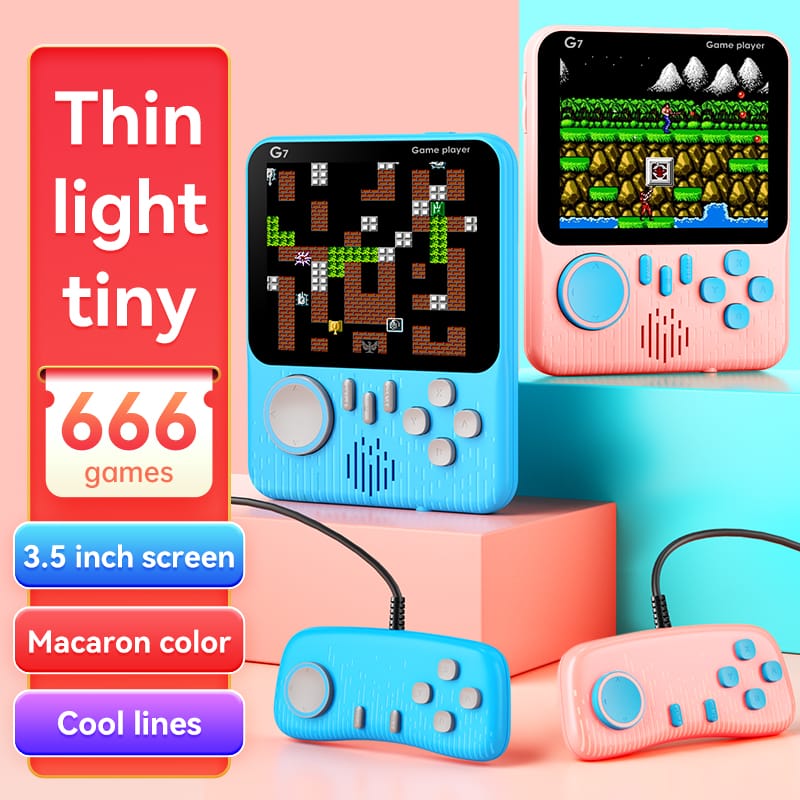 G7 Retro Handheld Gaming Console - 666 Classic Games in 1 | 3.5'' Big Screen | TV Output & External Remote for 2-Player Mode | Portable Gaming Console ( Random Color)