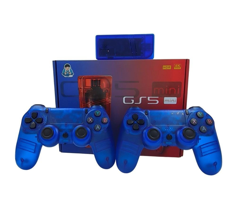 GS5 MINI Wireless Video Game Console-Plug & Play 4K HD Output with 53 Emulators & 30,000+ Games-Game Stick for PC/TV/Projector-Exclusive Edition-Dual Controllers Included (64gb)